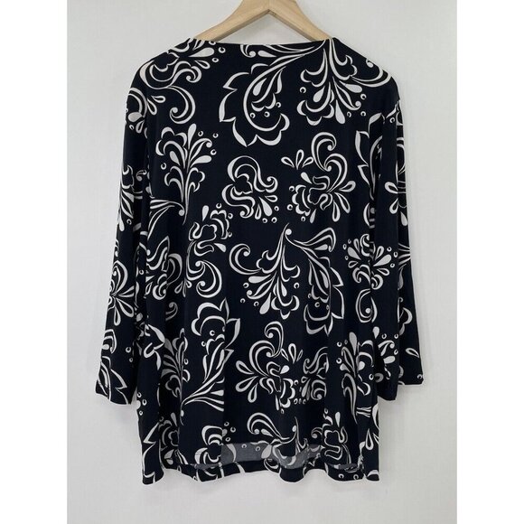 Unbranded Women’s Geometric Print Liquid Knit Beaded Blouse See Measurements‎ - Picture 2 of 8
